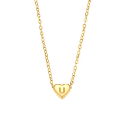 Heart Initial Necklace (Gold finish)