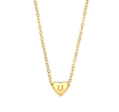 Heart Initial Necklace (Gold finish)
