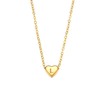 Heart Initial Necklace (Gold finish)