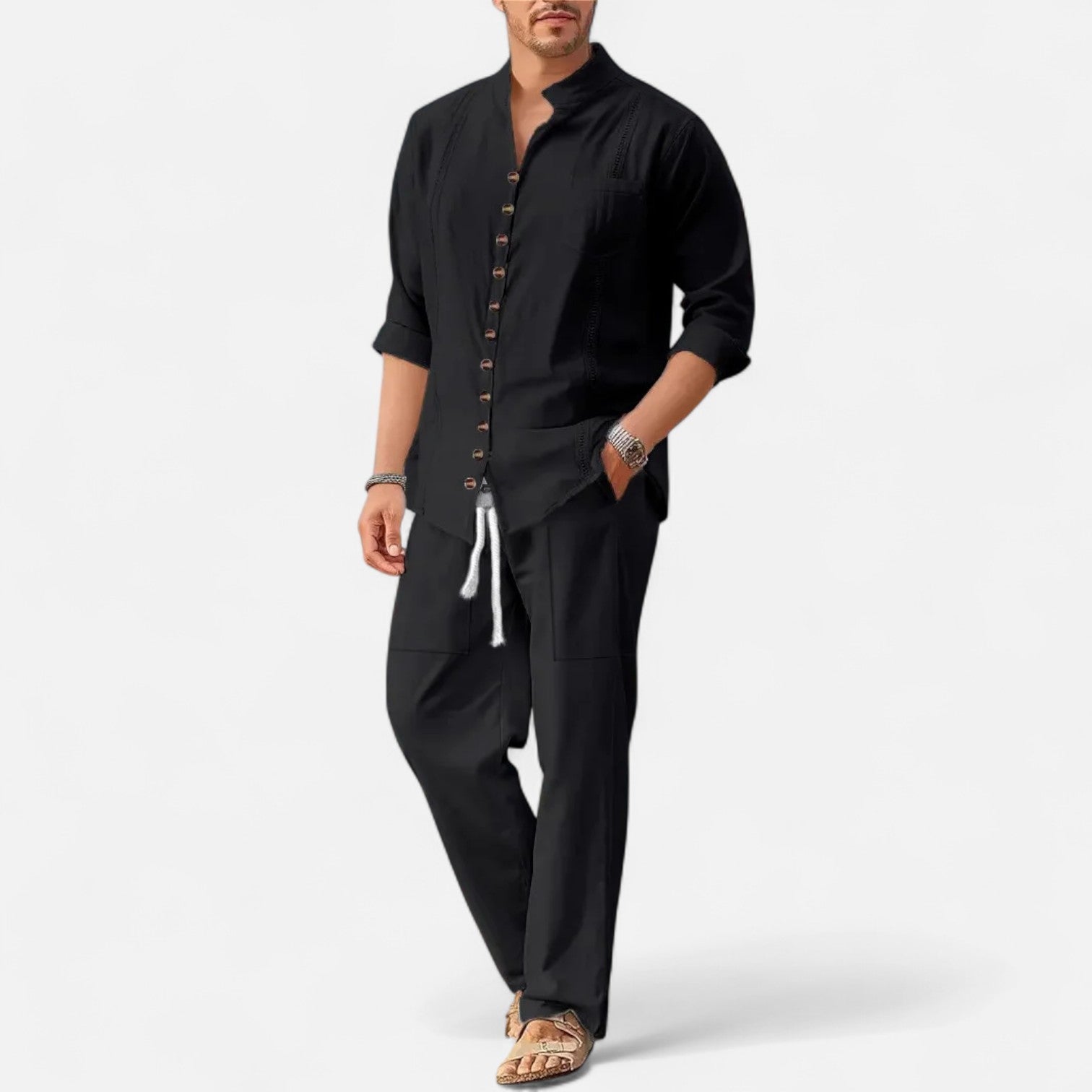Men’s Long Sleeve Two-Piece Set – Refined Comfort, Effortless Versatility