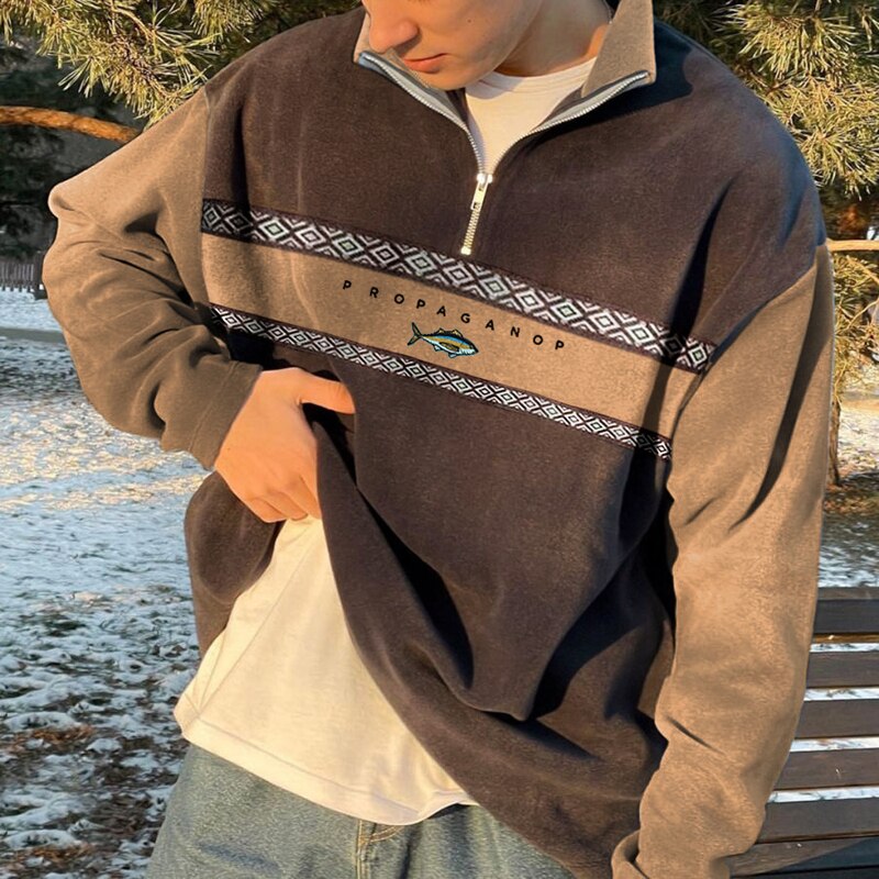 Men's Zip-Up Fleece Jacket | Colorblock