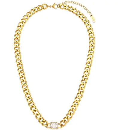 Gold Plated Gemstone Necklace (gold finish)