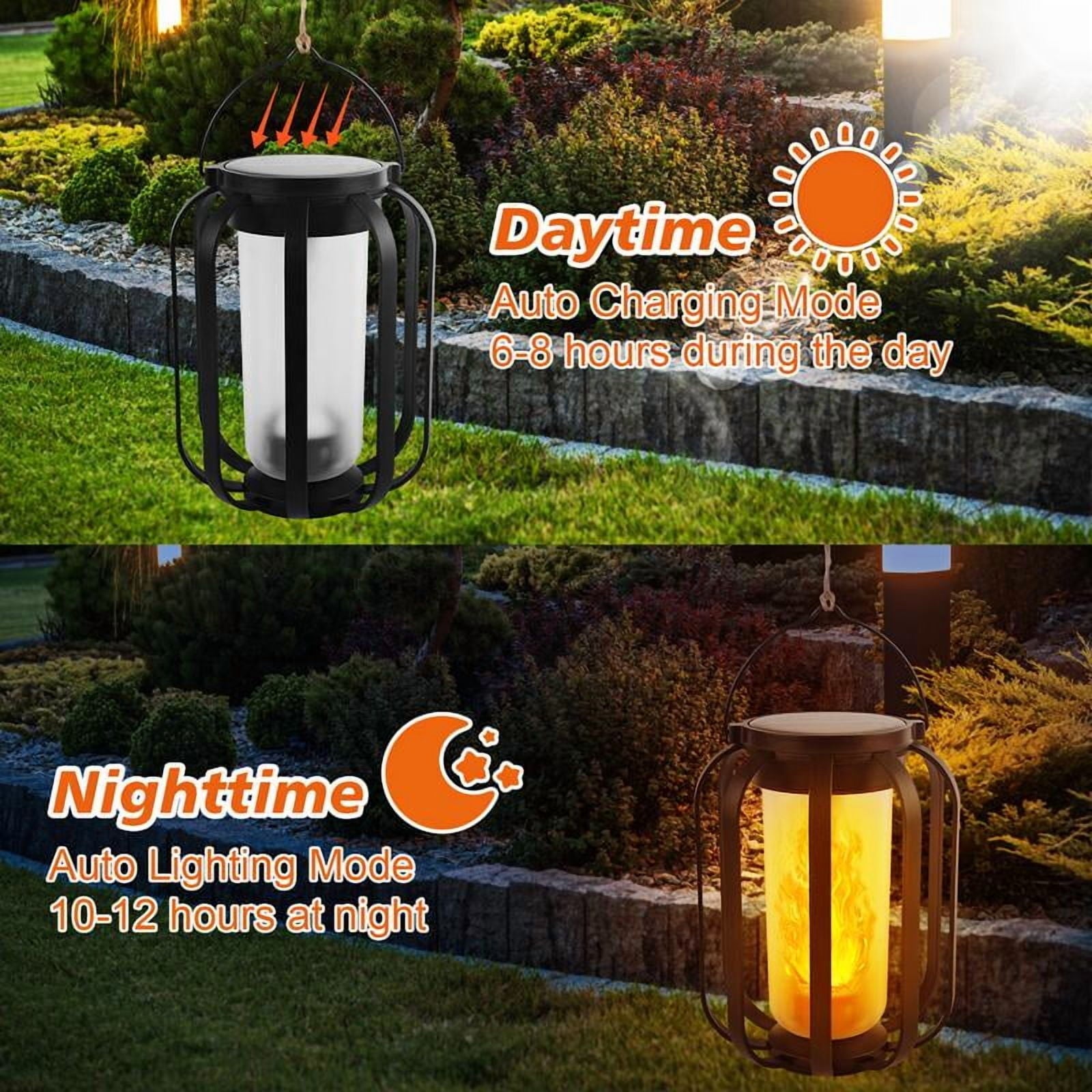 Amber Flame Solar Lantern – Warm Light for Cozy Outdoor Ambience