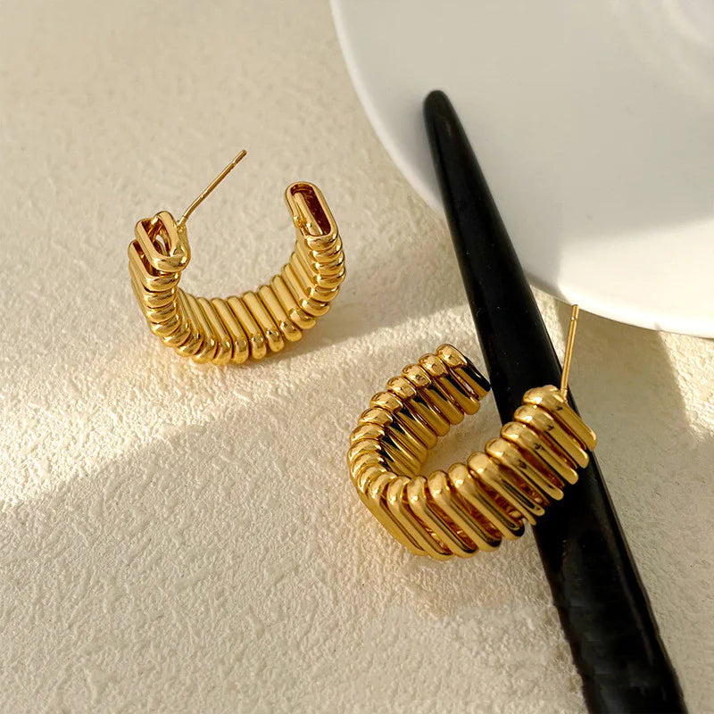 Spiral Gold Statement Earrings (gold finish)