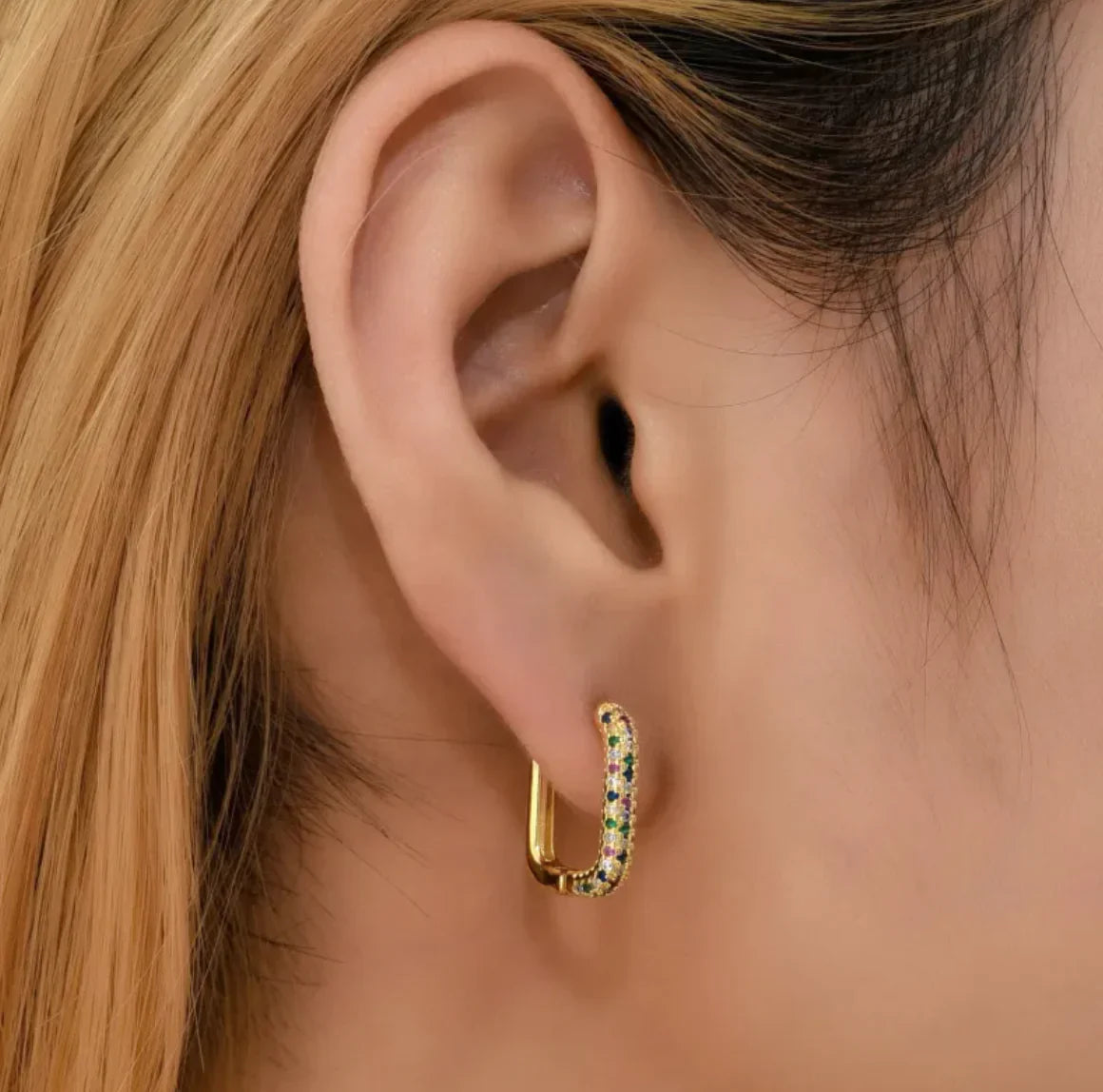 Cuban Link Diamond Drop Earrings (gold finish)