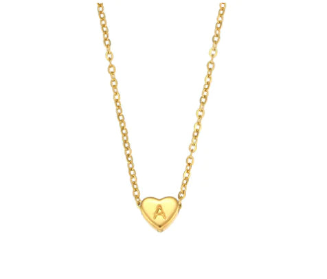Heart Initial Necklace (Gold finish)