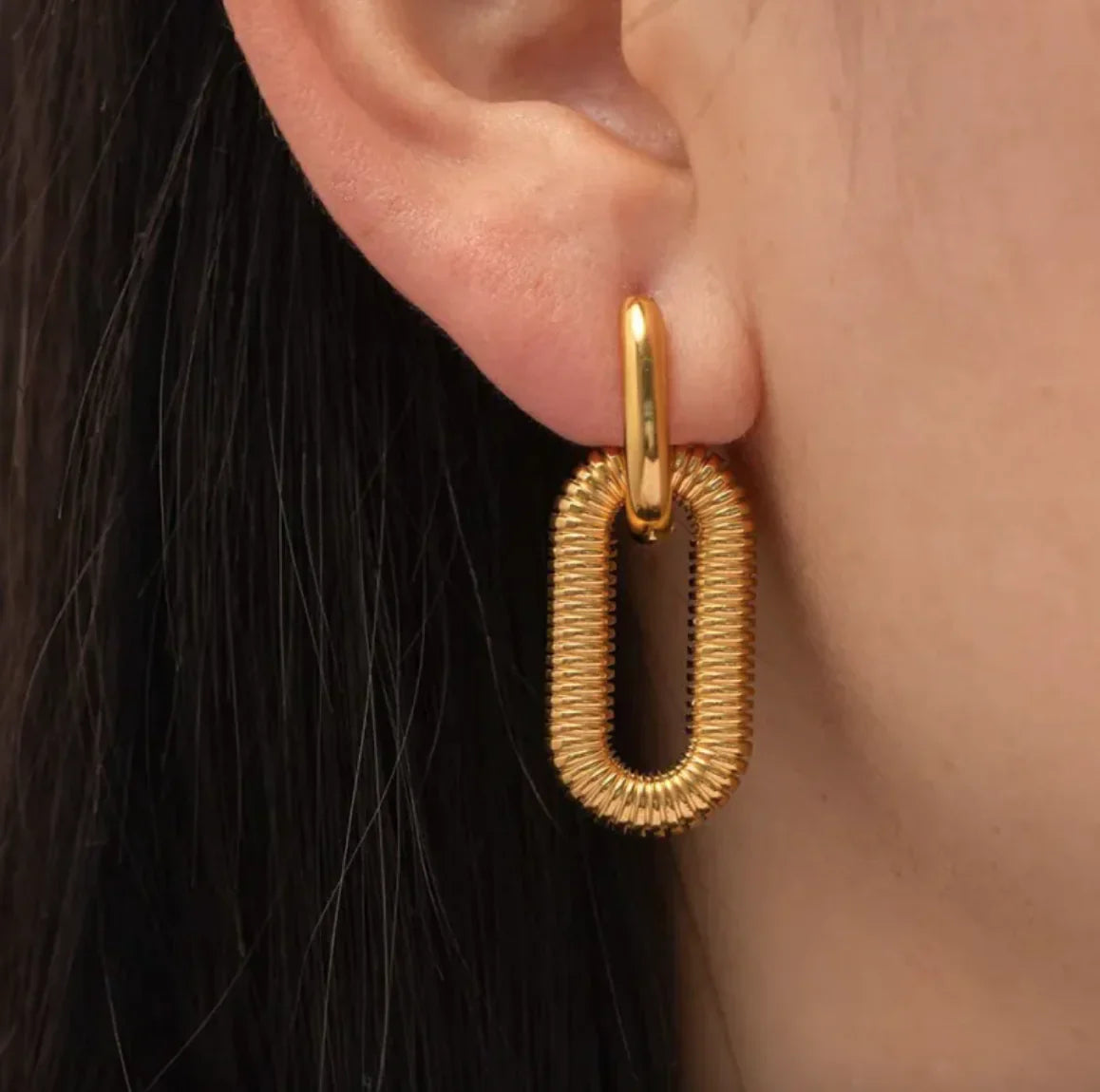 Cuban Link Diamond Drop Earrings (gold finish)