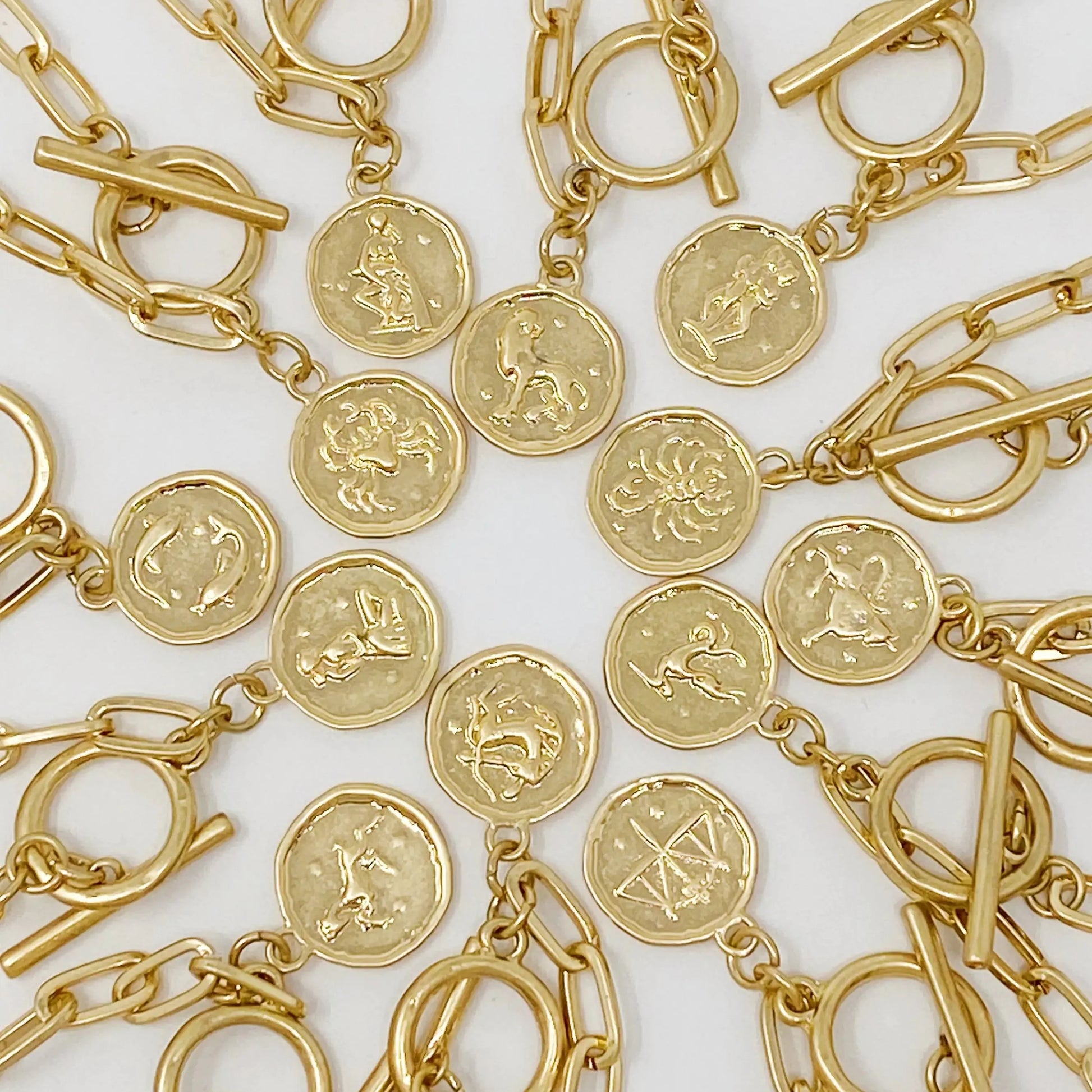 Zodiac Charm Chain Bracelet (Gold Finish)