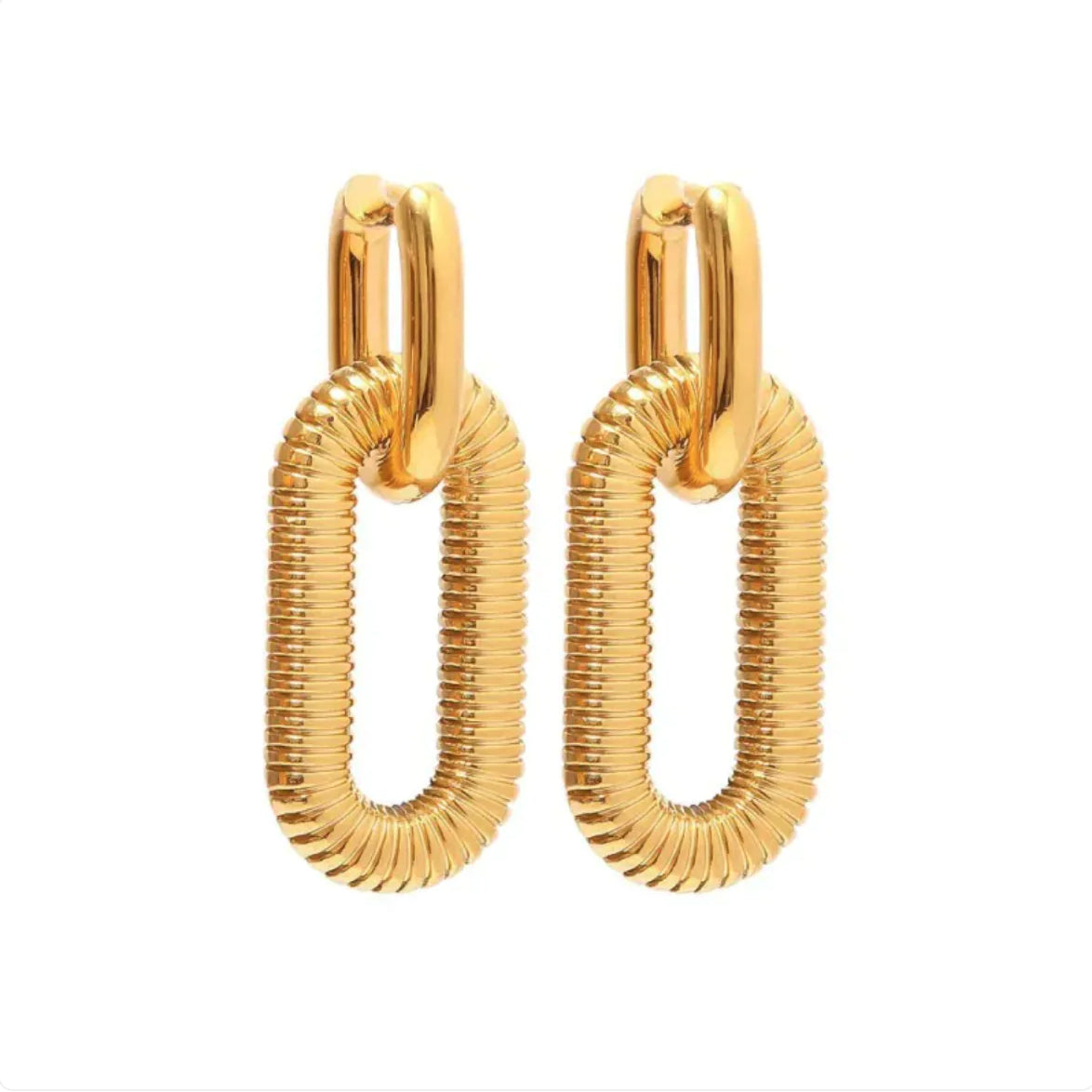 Cuban Link Diamond Drop Earrings (gold finish)
