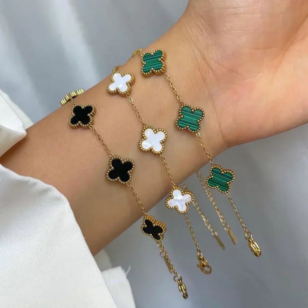 Clover Bracelet Set (gold finish, 3-piece)