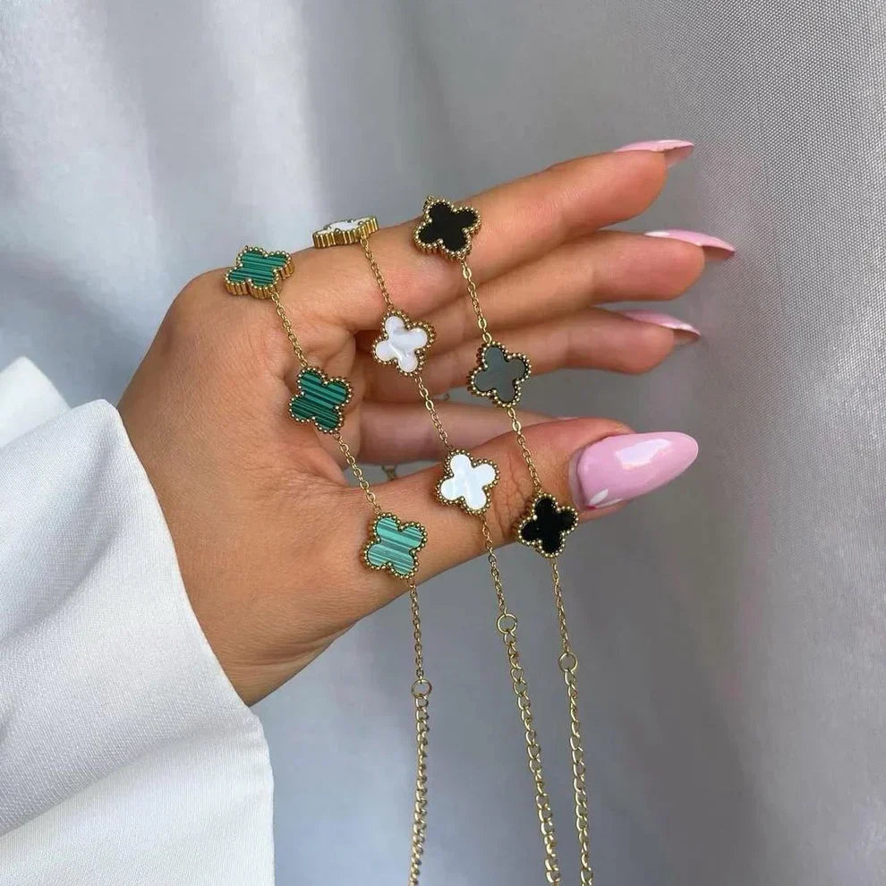 Clover Bracelet Set (gold finish, 3-piece)