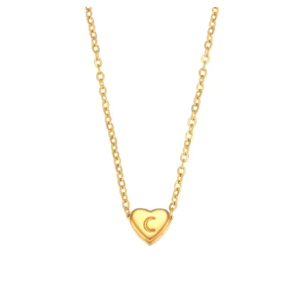 Heart Initial Necklace (Gold finish)