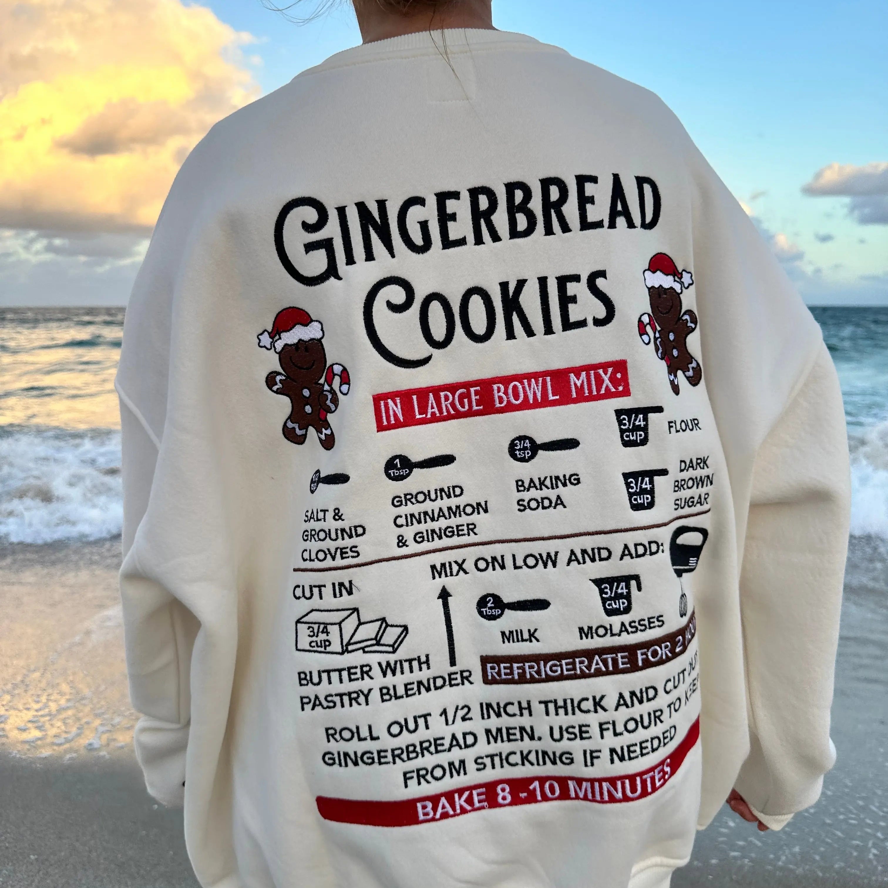 Ivory Gingerbread Recipe Christmas Embroider Sweatshirt