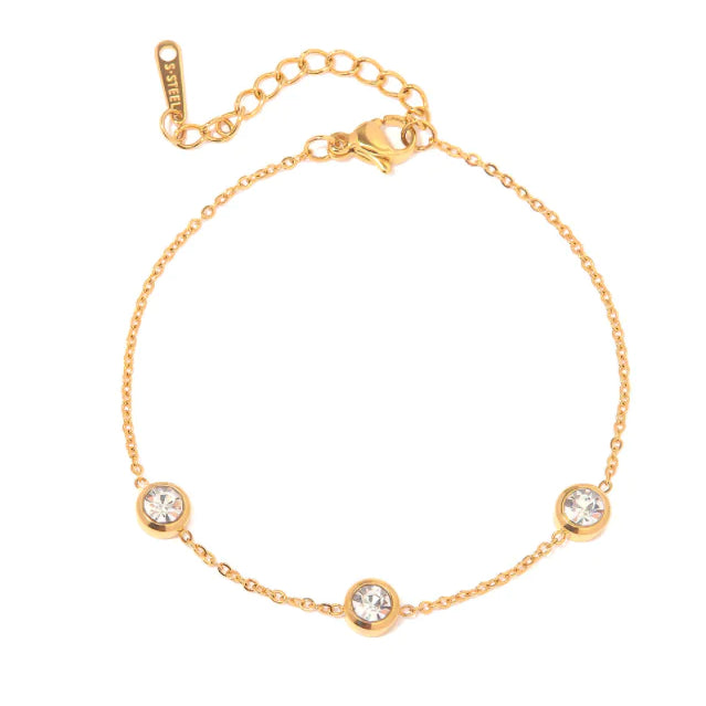 Zircon Circle Bracelet (gold finish)