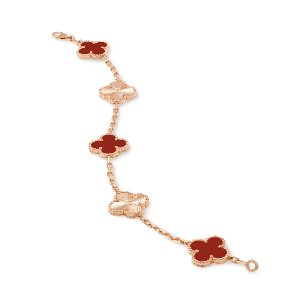 Clover Bracelet (rose gold finish, red)