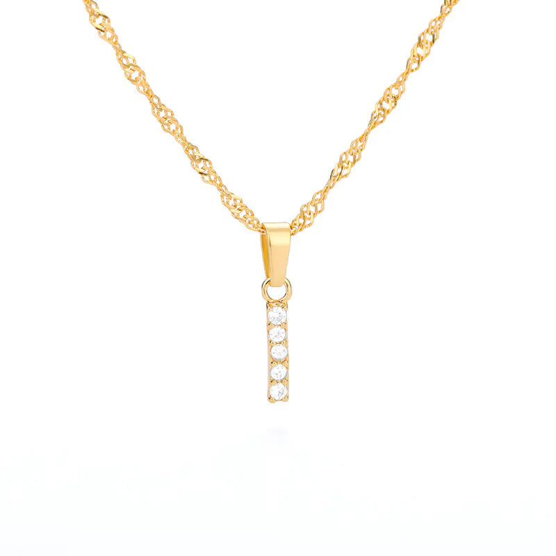 Zircon Letter Necklace (Gold finish)