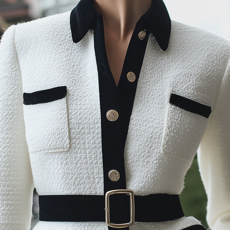 Elena | Trimmed White Tweed Jacket - Alden & Archer