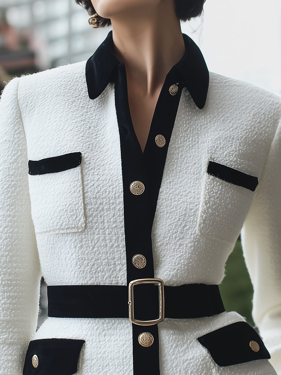 Elena | Trimmed White Tweed Jacket - Alden & Archer