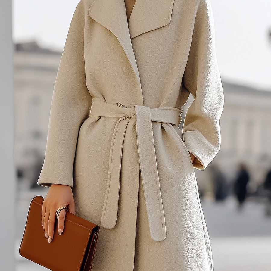 Elena | Wrap Coat with Self-Tie Belt - Alden & Archer