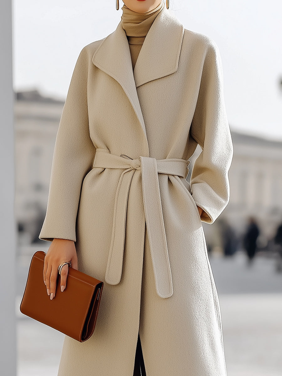 Elena | Wrap Coat with Self-Tie Belt - Alden & Archer