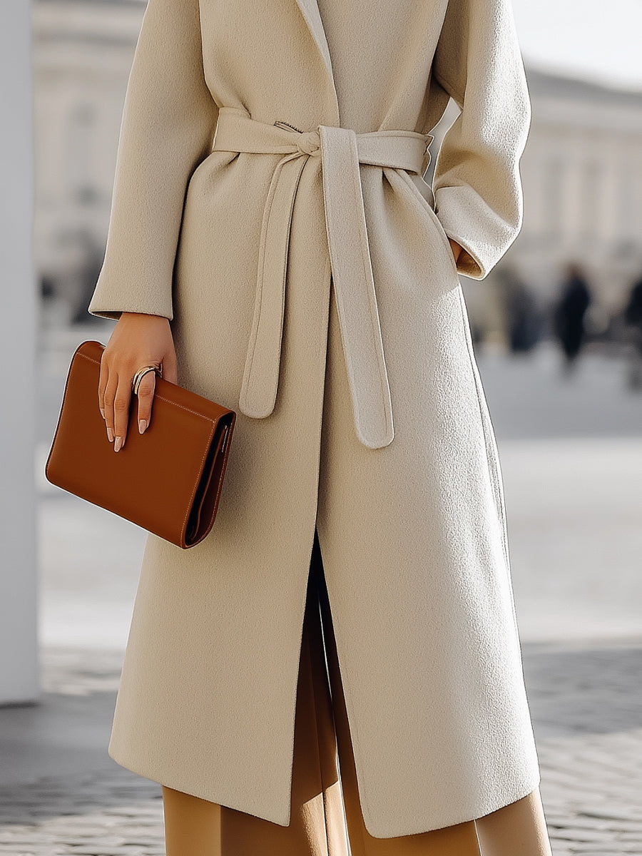 Elena | Wrap Coat with Self-Tie Belt - Alden & Archer