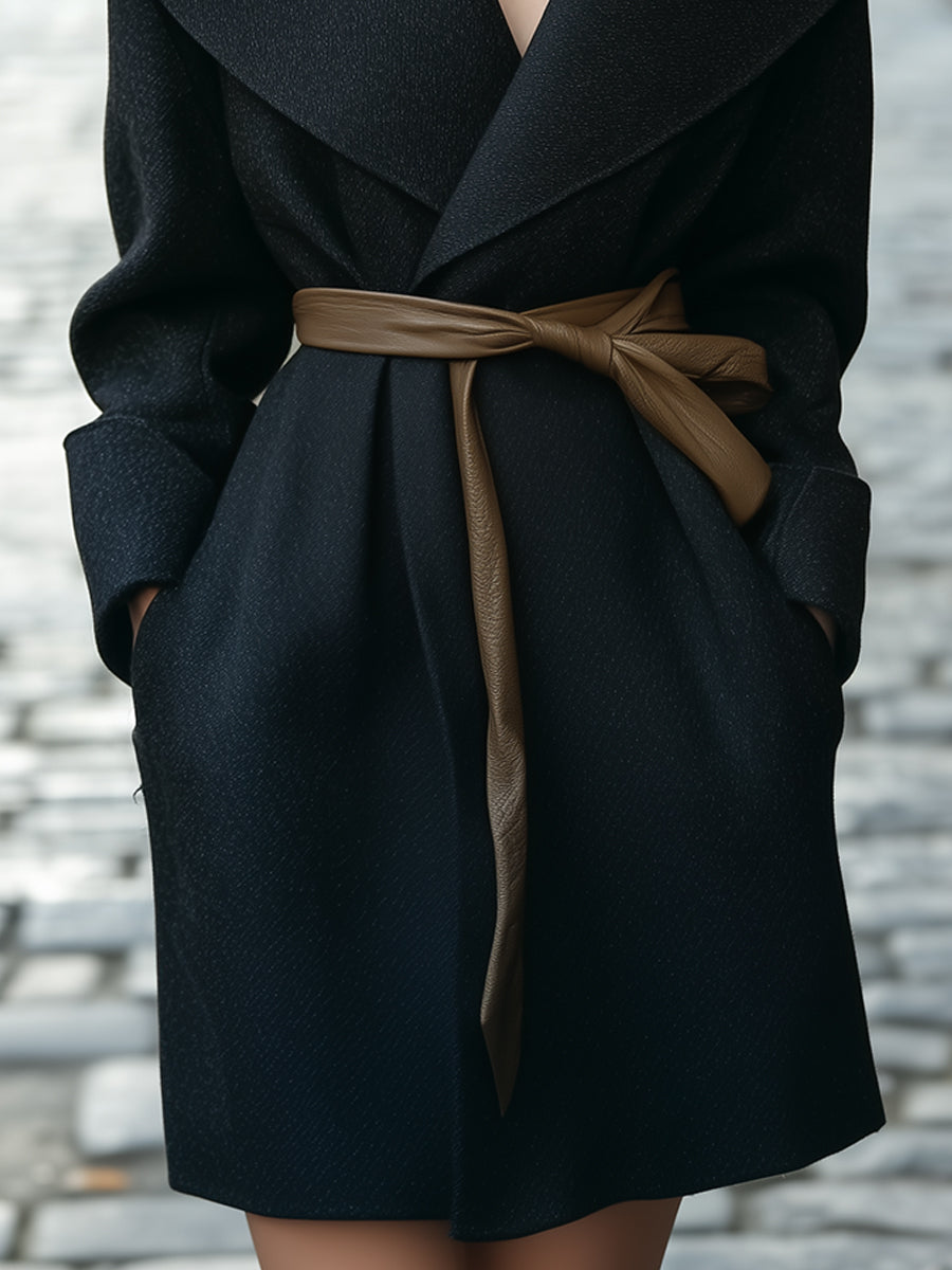 Elena | Shawl-Collar Belted Wrap Coat - Alden & Archer