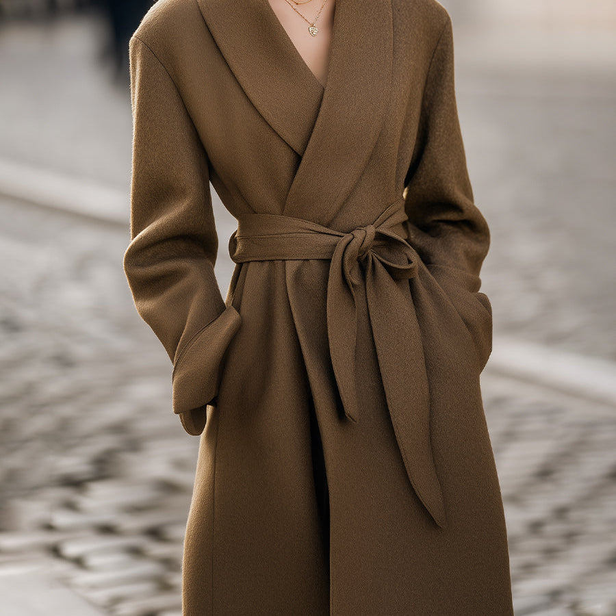 Elena | Belted Wrap Coat - Alden & Archer