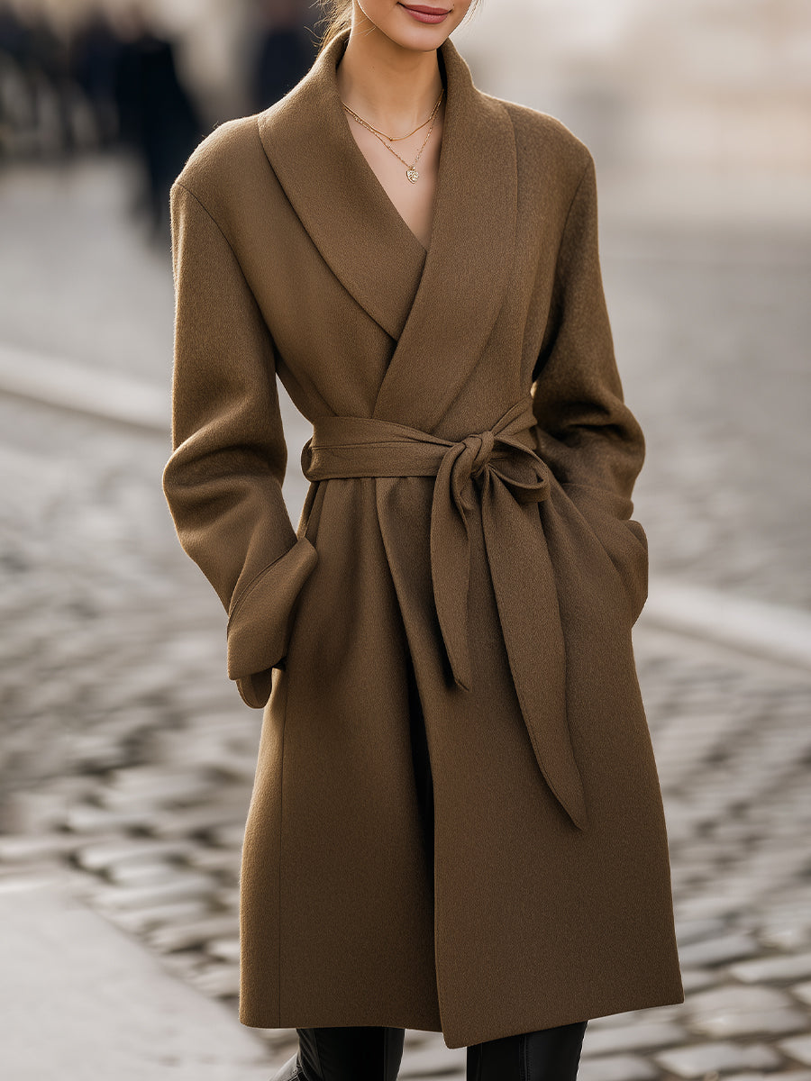 Elena | Belted Wrap Coat - Alden & Archer