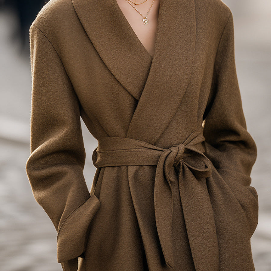 Elena | Belted Wrap Coat - Alden & Archer