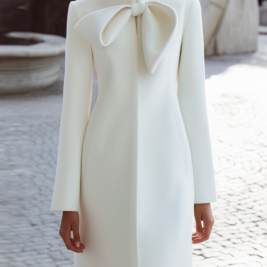 Aurora | Coat Dress with Statement Bow Collar - Alden & Archer