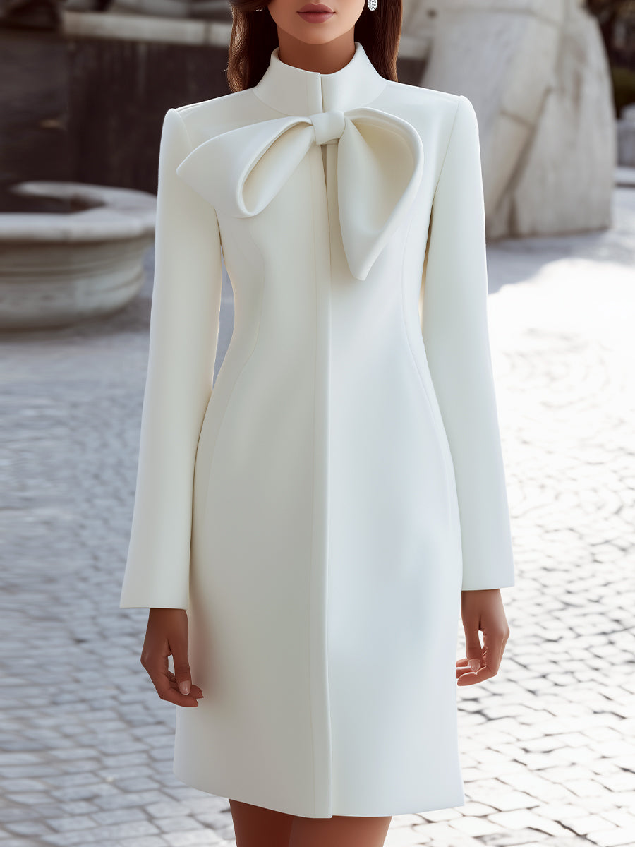 Aurora | Coat Dress with Statement Bow Collar - Alden & Archer