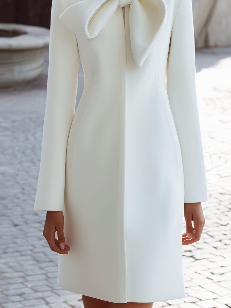 Aurora | Coat Dress with Statement Bow Collar - Alden & Archer