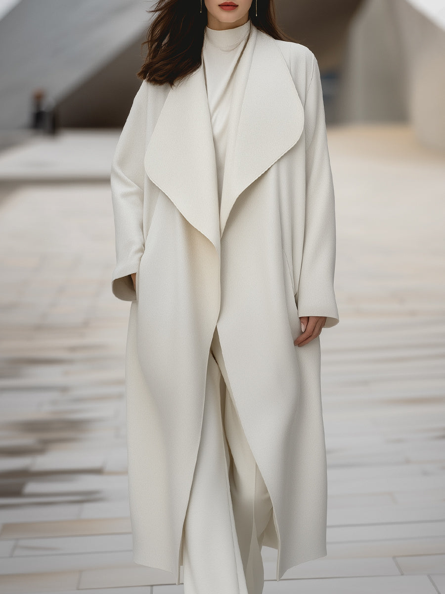 Aurora | Structured Draped Collar Wool Coat - Alden & Archer