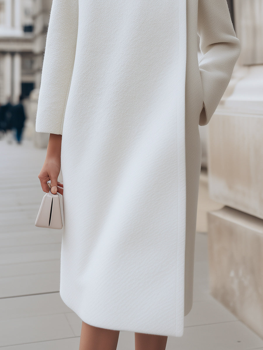 Elena | Wool-Blend Coat with Button Detail - Alden & Archer