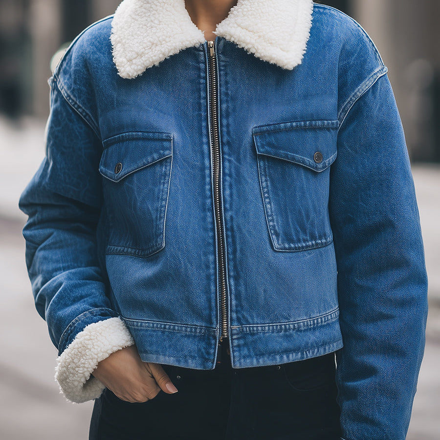 Elena | Sherpa-Lined Denim Jacket - Alden & Archer
