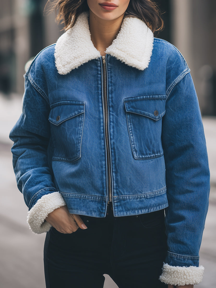 Elena | Sherpa-Lined Denim Jacket - Alden & Archer
