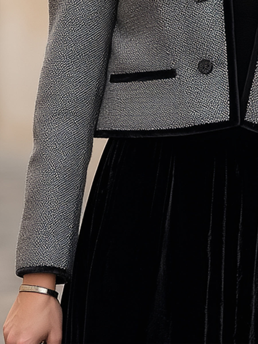 Elegant | Cropped Jacket with Black Trim - Alden & Archer