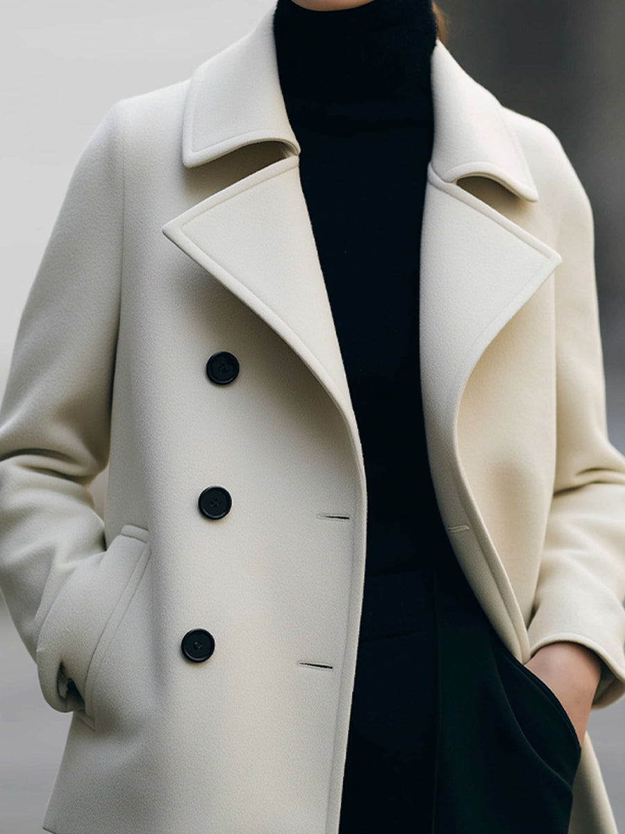 Ivory | Short Double-Breasted Coat - Alden & Archer