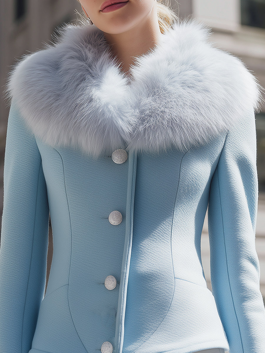 Elena | Jacket with Fluffy Collar - Alden & Archer