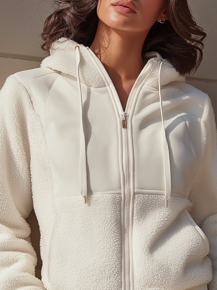 Elena | Hooded Jacket with Zip-Front and Fleece Panels - Alden & Archer