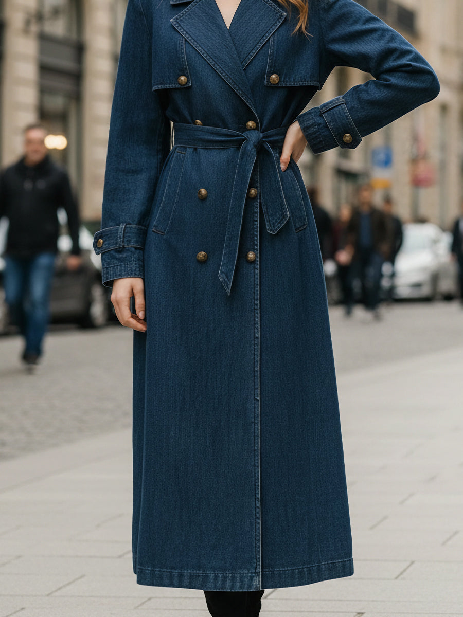 Indigo | Double-Breasted Trench Coat - Alden & Archer