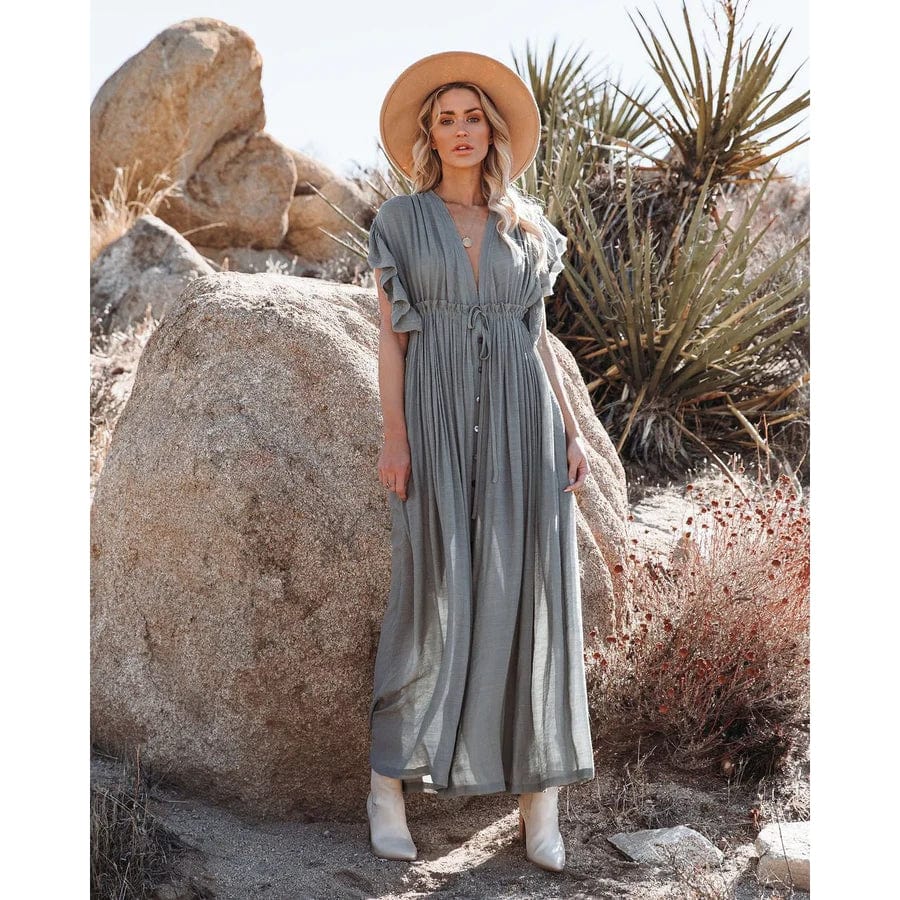Sara™ Maxi Green/Grey Ibiza Dress