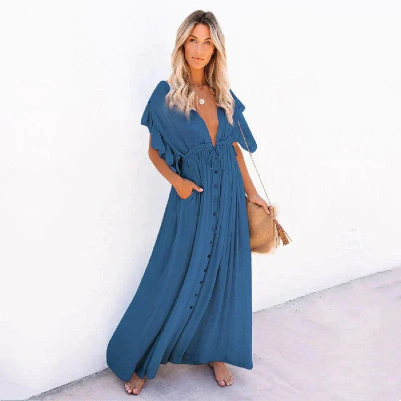 Anouk™ - Maxi Marine Blue Ibiza Beach Dress
