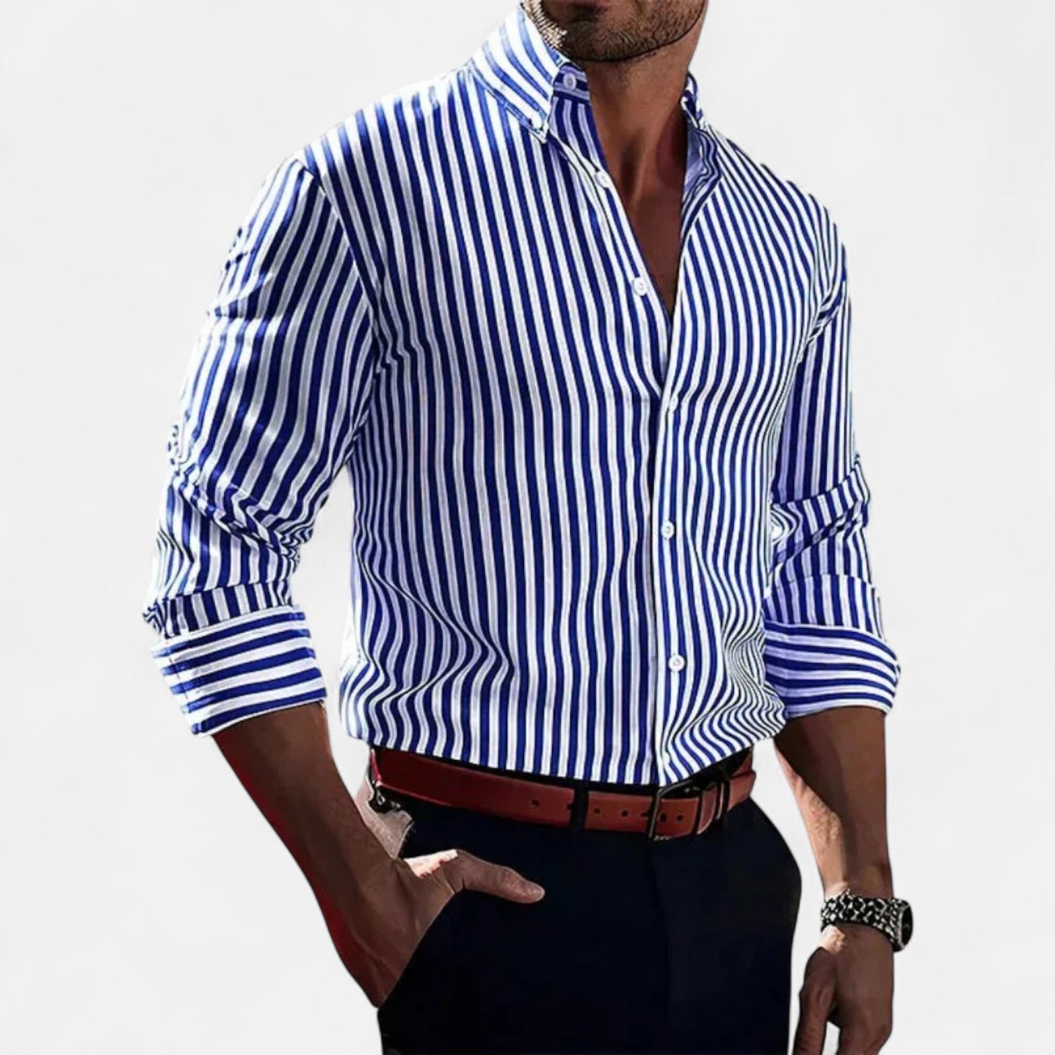 Men’s Classic Striped Summer Shirt – Timeless Pattern, Lightweight Comfort