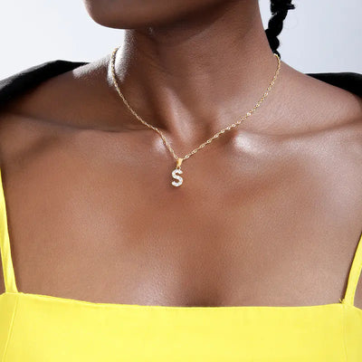 Zircon Letter Necklace (Gold finish)