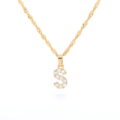 Zircon Letter Necklace (Gold finish)