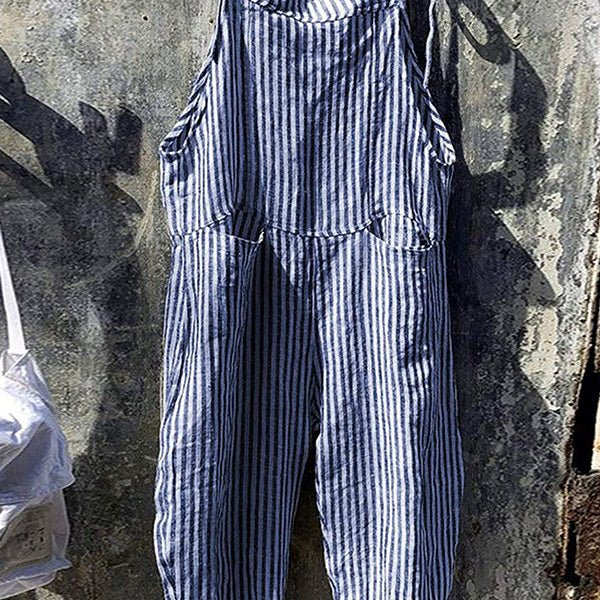 Striped Overall in Linen and Cotton