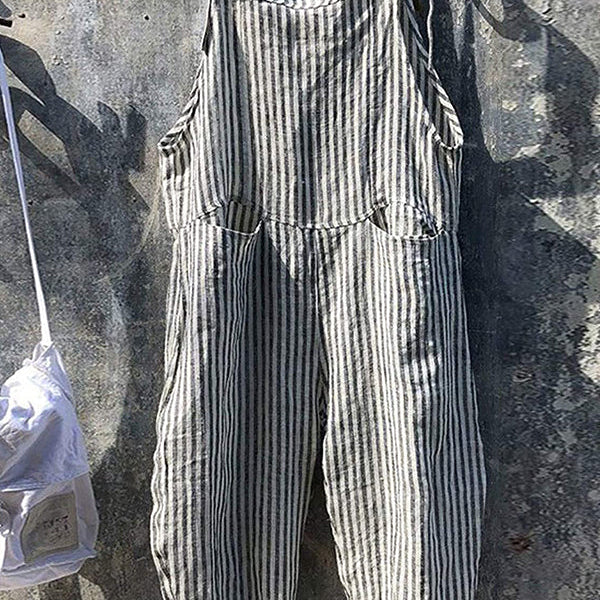 Striped Overall in Linen and Cotton