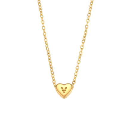 Heart Initial Necklace (Gold finish)