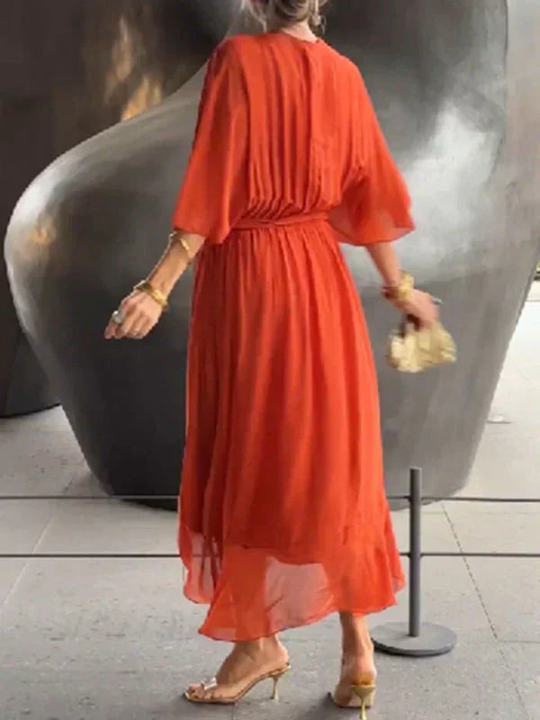 Monica™ | Silk Chiffon V-Neck Dress